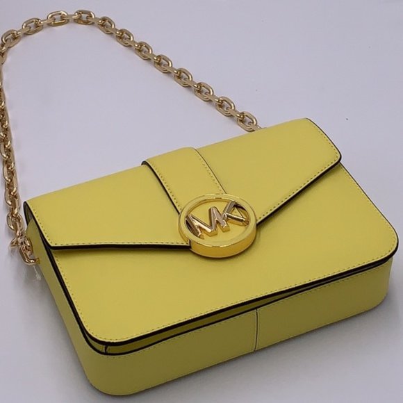 Michael Kors Carmen Medium Convertible Shoulder Bag Crossbody SUNSHINE Leather - Picture 7 of 16